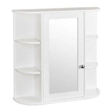 Bathroom Wall Mounted Storage Cabinet Shelf Organizer With Mirror Door White