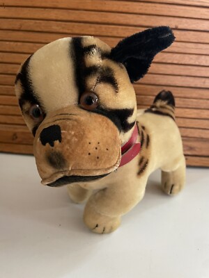 Large Steiff Bully Bulldog Mohair Plush 1960s Dog Vintage Stuffed
