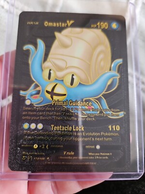 Pokemon Omastar V Black Foil Fan Art Textured Collector Card