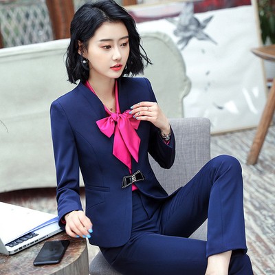 Tailleur completo donna blu giacca a manica lunga e pantalone slim cod 7159  | eBay