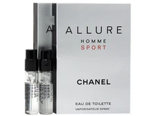 CHANEL ALLURE HOMME SPORT EDT 1.5ml .05fl oz x 2 COLOGNE SPRAY SAMPLE VIALS