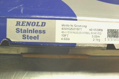 QTY 103IN - Renold 40A1SS x 103'' Stainless Steel Riveted nib