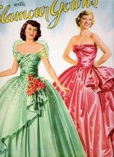 VINTAGE UNCUT 1954 GLAMOUR GOWNS/PRETTY AS PICTURE PAPER DOLLS~#1 REPRODUCTION