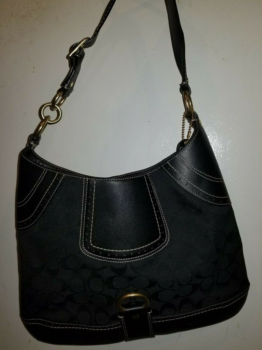 Coach Bag Black Signature/Jacuard/Leather Horsebit Hobo Bag Coach Bag Black Signature/Jacuard/Leather Horsebit Hobo Bag