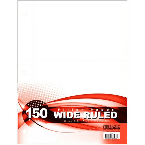 BAZIC Wide Ruled Filler Paper 150 Sheets (case of 24) for sale online ...