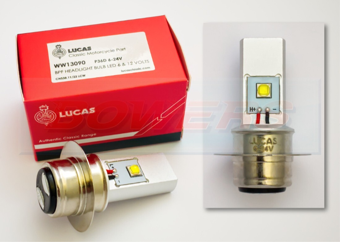 LUCAS Motorcycle Headlamp LED Bulb 6-24V P36D British Pre Focus