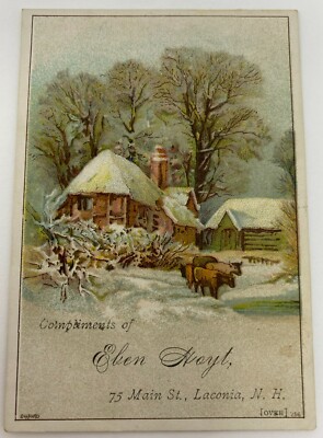 Vintage Trade Card Eben Hoyt Laconia NH Pianos and Organs Largest Music Store #2