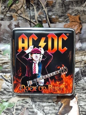 Champ Cigarette Case " AC/Dc - Rock Or Bust " - Metal / PU - 20er - New - - Image 1 of 3