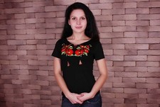 Vyshyvanka Traditional Embroidered Women Ukrainian t-shirt Ethnic Size S