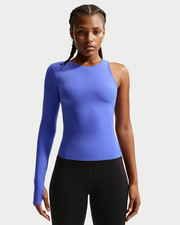 Nike Zenvy Women's Dri-FIT One-Sleeve Top XS NEW WITH TAGS Sapphire blue NWT