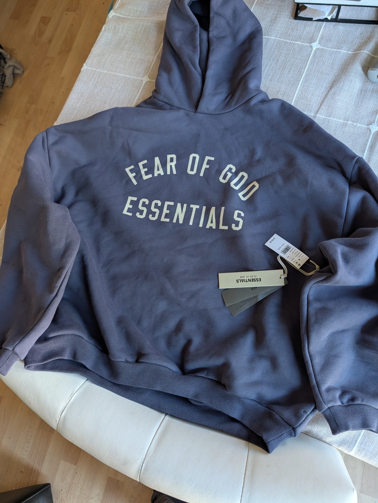 Fear of God Essentials Marine Men's Fleece Pullover Hoodie Size L thumbnail 2