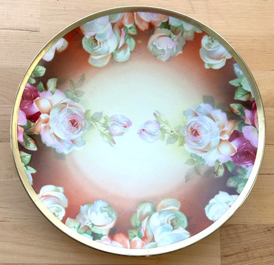 Vintage OEG Royal Austria Porcelain Plate Hand Painted Roses Gold Rim