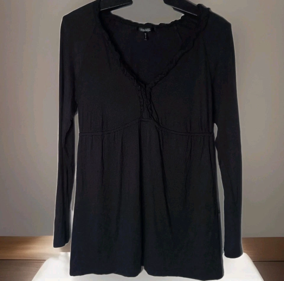 Top Babydoll Y2K M Whimsigoth Hada Oscura Grunge Volantes Cuello en V Bruja Femenina Foto 2 de 4