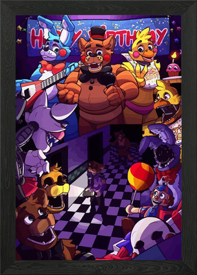 Five Nights at Freddy's Birthday Framed Wall Art Poster Canvas Print Picture