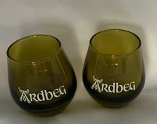 Ardbeg ~ Scotch Whiskey - Dark Green Tiny Shot Glasses *Vintage *Set Of 2