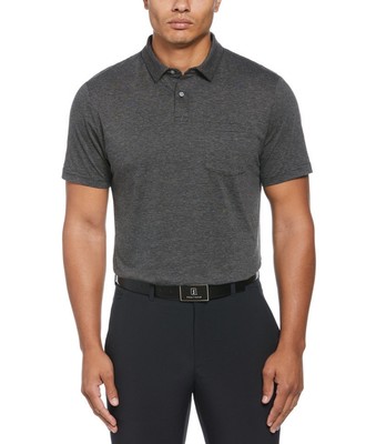 PGA TOUR Mens Eco Fine Short Sleeve Golf Polo Shirt Caviar Heather Small NWT