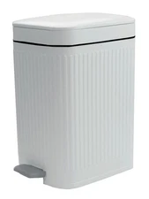 2.6 Gallon White Small Bathroom Trash Can with Lid Slim Step-On Wastebasket