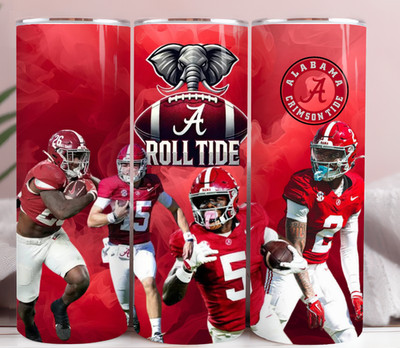 Roll Tide Football 20oz Stainless Steel Tumbler   Crimson Team Fan Travel Cup
