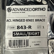 Advanced Ortho ACL Hinged Knee Brace Size Small Right Leg Black Model 843-R New