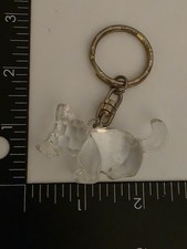Vintage Acrylic Clear Dog Keychain - Lucite Crystal Look