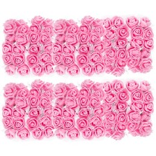 Artificial Rose Flower Heads, Pink Mini Faux Flowers 0.8 Inch-1 Inch 144Pcs
