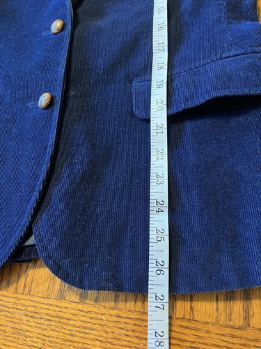 Vintage 70er 80er Jahre Cord blau Blazer Größe 12 Jacke braun Knöpfe De Mura Japan - Bild 9 von 10