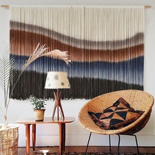 Macrame Wall Hanging Tie-Dye Bule Boho Decor Yarn Fiber Art 57"W 35"L