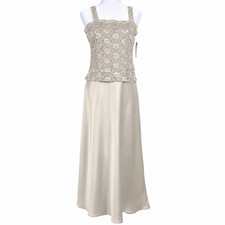 Alex Evenings Sequin Lace Gown Size 6 Champagne Long Formal Evening Dress