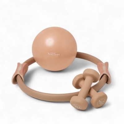 Pilates Prop Kit, Ring, Ball & 2.2 lb Dumbbell Set Mocha