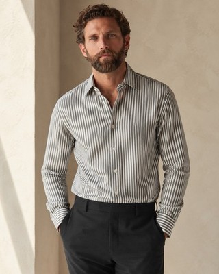 Todd Snyder Gray striped button up long sleeve shirt size large cotton poplin
