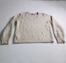 LOFT Cream Speckled V-Neck Sweater