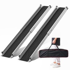 Adjustable Wheelchair Ramp 7FT Telescoping Portable Wheelchair Ramps for Step...