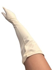 VTG Regency Real Kid Leather Long Opera Gloves Sz 7.5  Ivory Made In France READ