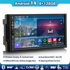 8+128GB Qualcomm Autoradio CarPlay Doppio Din Android 14 GPS DAB+Wifi DSP BT5.1