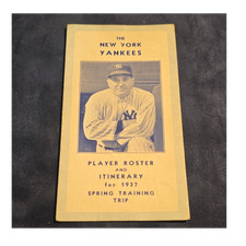 New York Yankees 1937 Spring Training Schedule Itinerary Roster (Lou Gehrig)