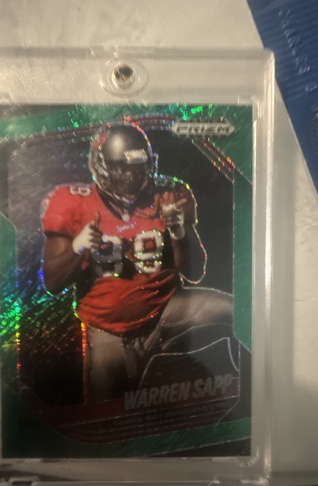 2025 Panini Prizm Black - Warren Sapp #144 Green Shimmer Prizm /7