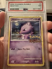 PSA 7 Pokemon Rumble Mewtwo 9/16 English Holo with SWIRL and Heavy Holo Bleed
