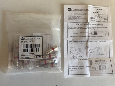 Lot of 25 F-CONN FS59RCAU RCA Coaxial Connectors for RG59 Cable