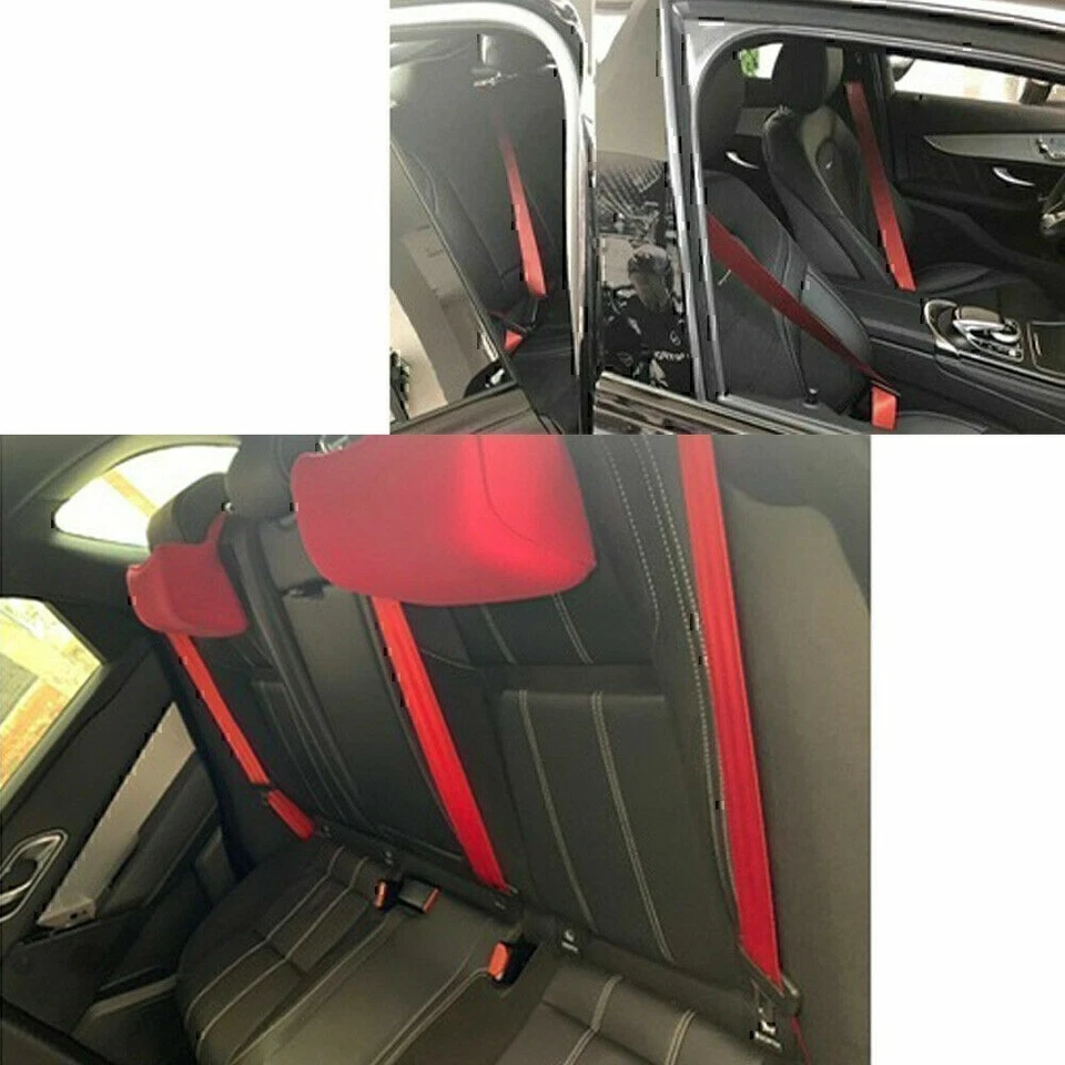 Arnés rojo 3,6 M 3 puntos auto carreras seguridad retráctil regazo cinturón de seguridad Fdaqls Foto 3 de 4