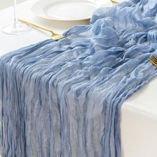 Dusty Blue Cheesecloth Table Runner 120'' x 35'',Spring Easter Decor Soft Gau...