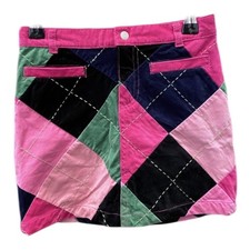 Lilly Pulitzer Vintage Girls Size 6 Corduroy Skirt Resort Cruise Golf Argyle
