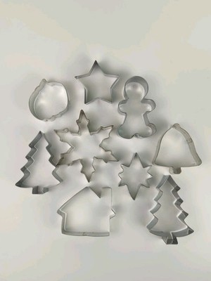 Vintage Christmas Cookie Cutters Set of 9 Snowflake Ginger Bread Man Star Bell 
