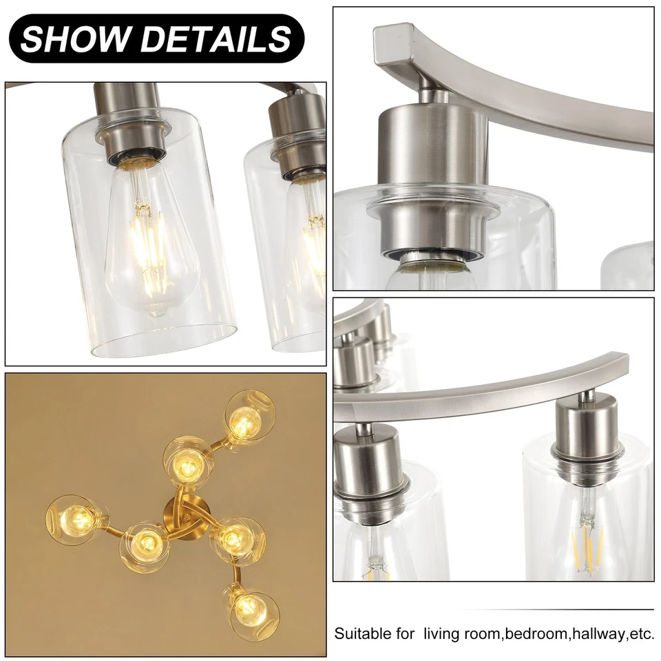 Lámpara de techo moderna de níquel de granja con colgante de 6 luces de 22"" accesorio de cocina Foto 4 de 4