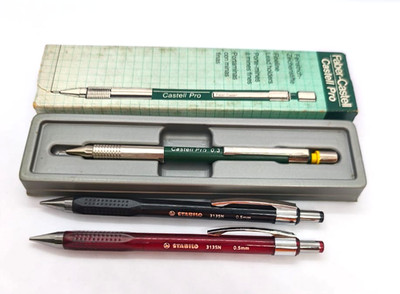 3pc Vintage Mechanical Pencil Lot Faber-Castell Castell Pro & STABILO 3135N NOS