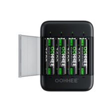 4 Pack 1.5V AA Rechargeable Lithium 3600mWh Battery with AA Battery Charger Case