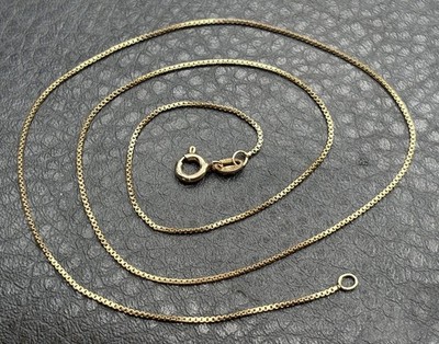 Ross Simons 925 Sterling Silver Vermeil Yellow Gold Box Chain Necklace 0.7mm 18''