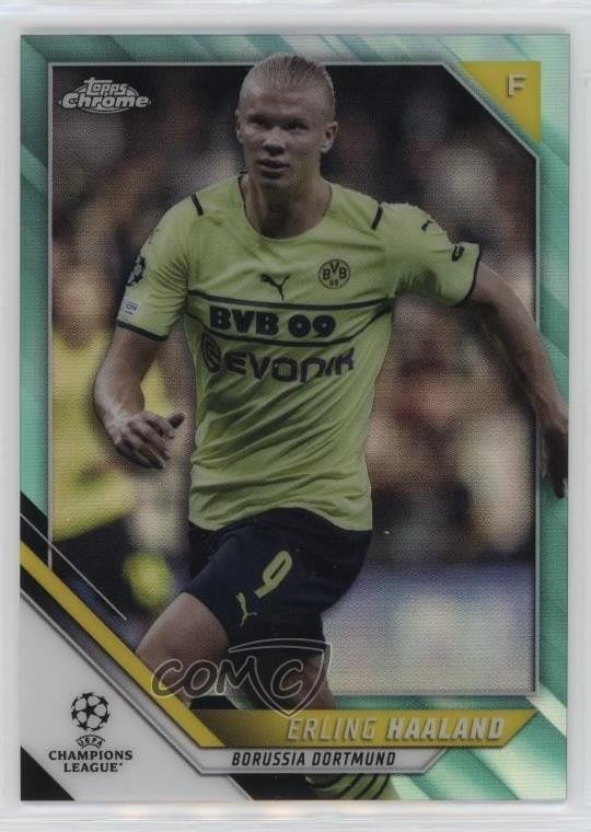 2021-22 Topps Chrome UCL Aqua Refractor 35/199 Erling Haaland #200 1pn9