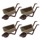  4 Pcs Miniature Wheelbarrow Model Micro Landscape Accessories Dollhouse