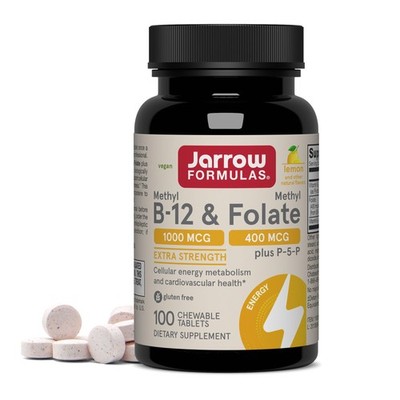 Jarrow Formulas Methyl B-12 & Folate, 100 Count (Pack of 1), Yellow 