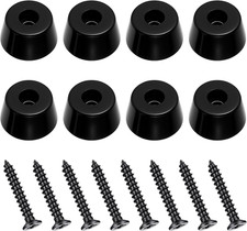 8 PCS Rubber Cutting Board Feet, Non-Slip Mini Rubber Feet with Screws, Black